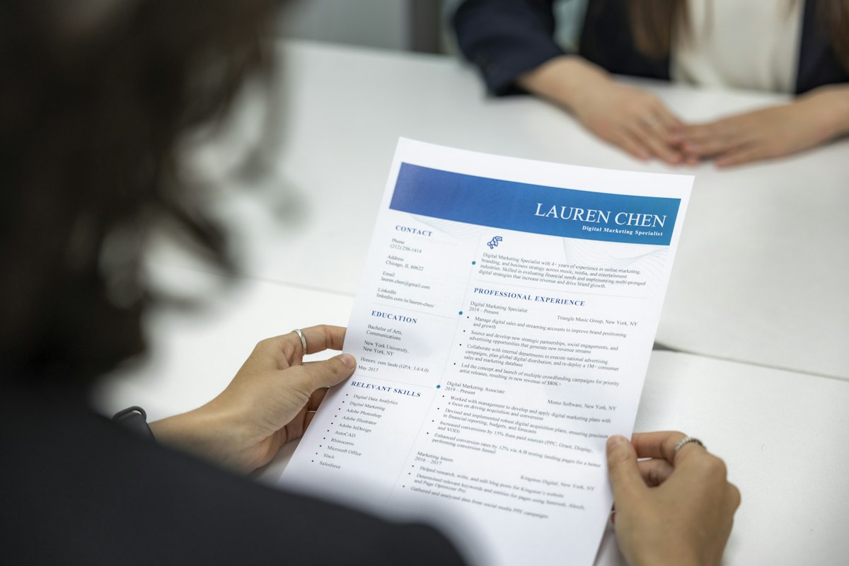 A recruiter reading a candidate CV